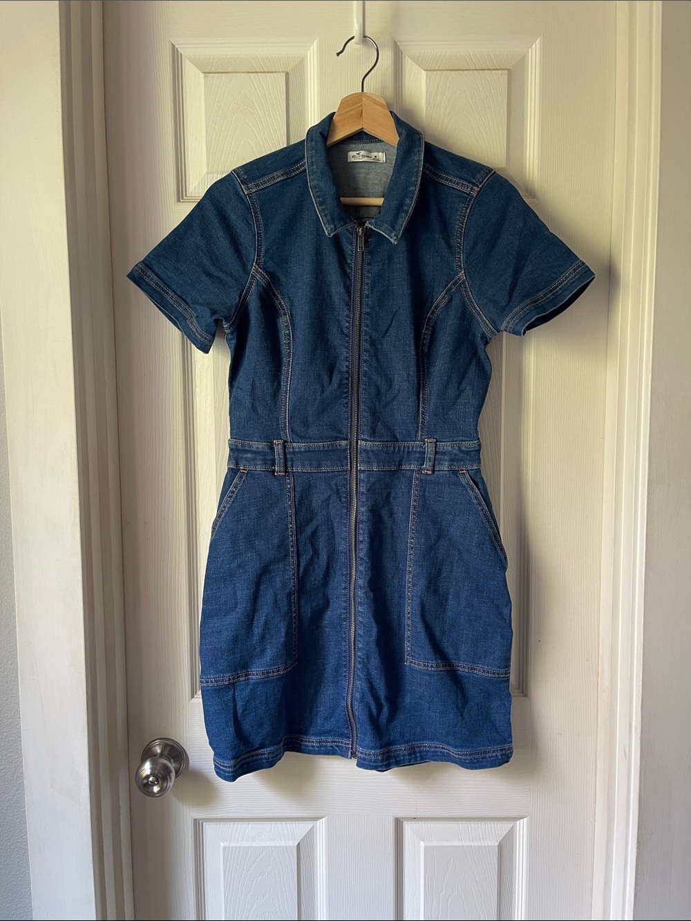 Hollister Denim Zip-Front Denim Mini Dress